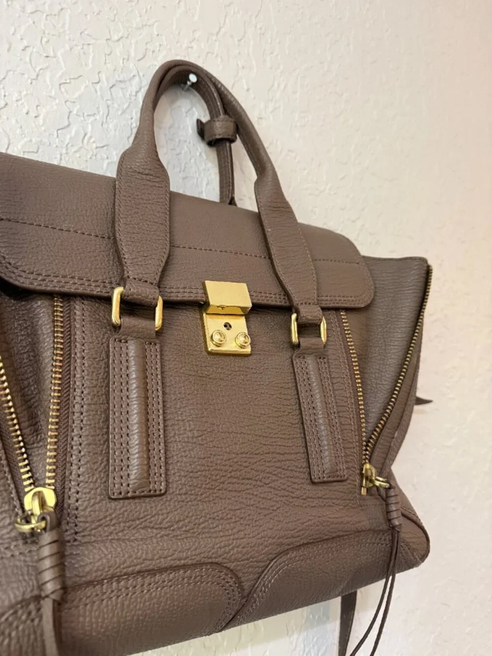 3.1 Phillip Lim Large Satchel – Taupe Leather | Gold Hardware